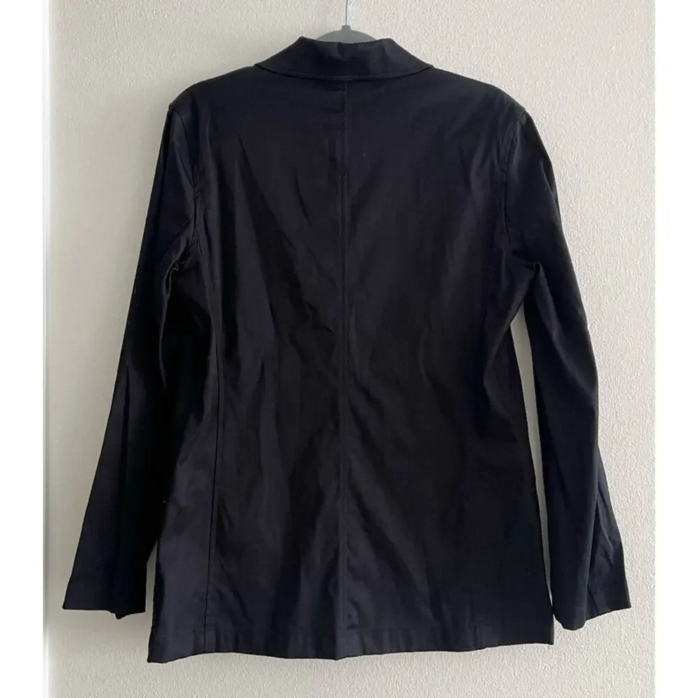 Chicos Black Cotton Classic Blazer Lightweight Jacket Size 1 - Picture 2 of 6